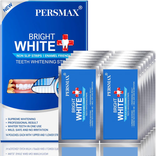 Teeth Whitening Strips – Professional Dentist Approved, Gum-Safe Formula, 14 Treatment, 28 Non-Slip Strips, Pain-Free Express Whitening Kit in 30 Min, Easy to Use for Bright Smile