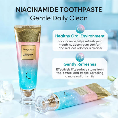 BodyAccel Niacinamide Whitening Toothpaste – Natural Whitening Toothpaste with Niacinamide, Gentle Formula for Brighter Teeth & Fresh Breath