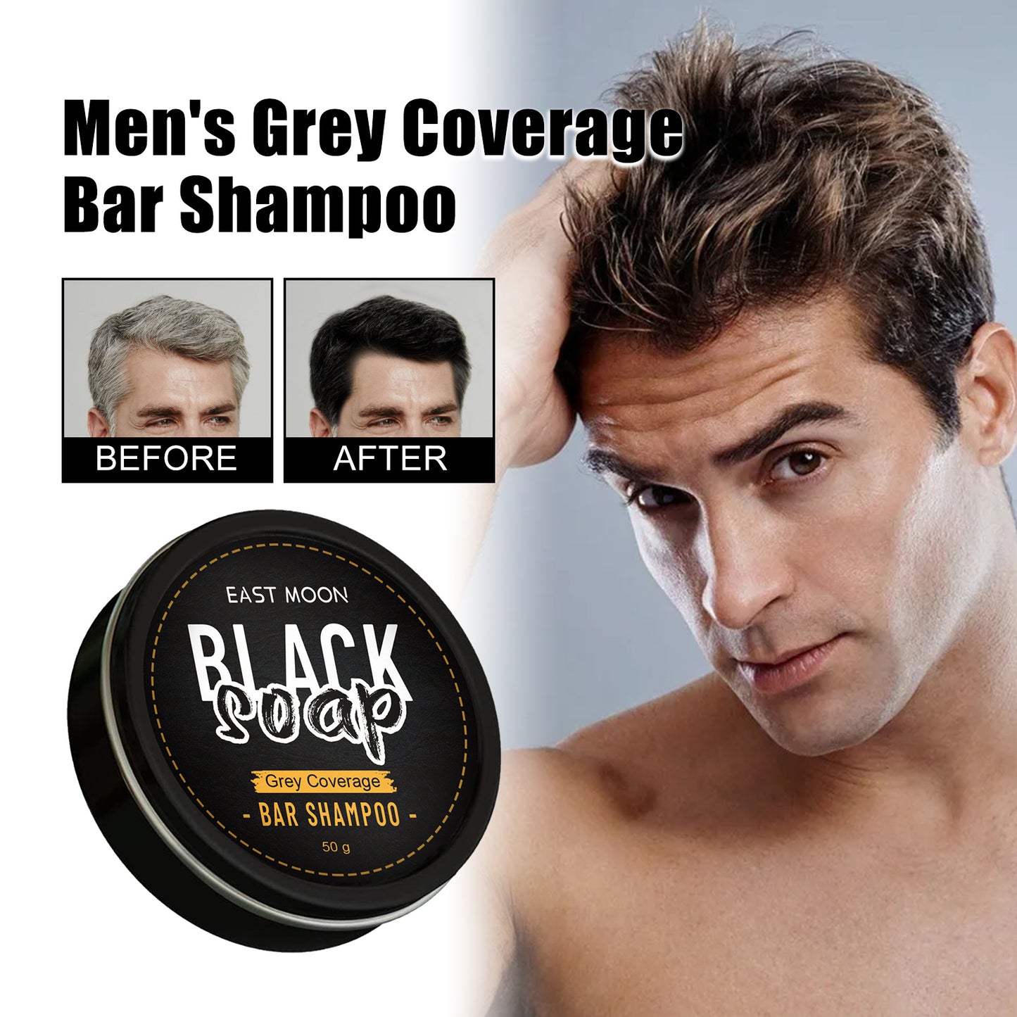 Black Soap Anti-Dandruff Shampoo Bar Soap for Grey Hair Solid Cover with Refreshing Nourishing Features Black Grey Hair Soap Bar