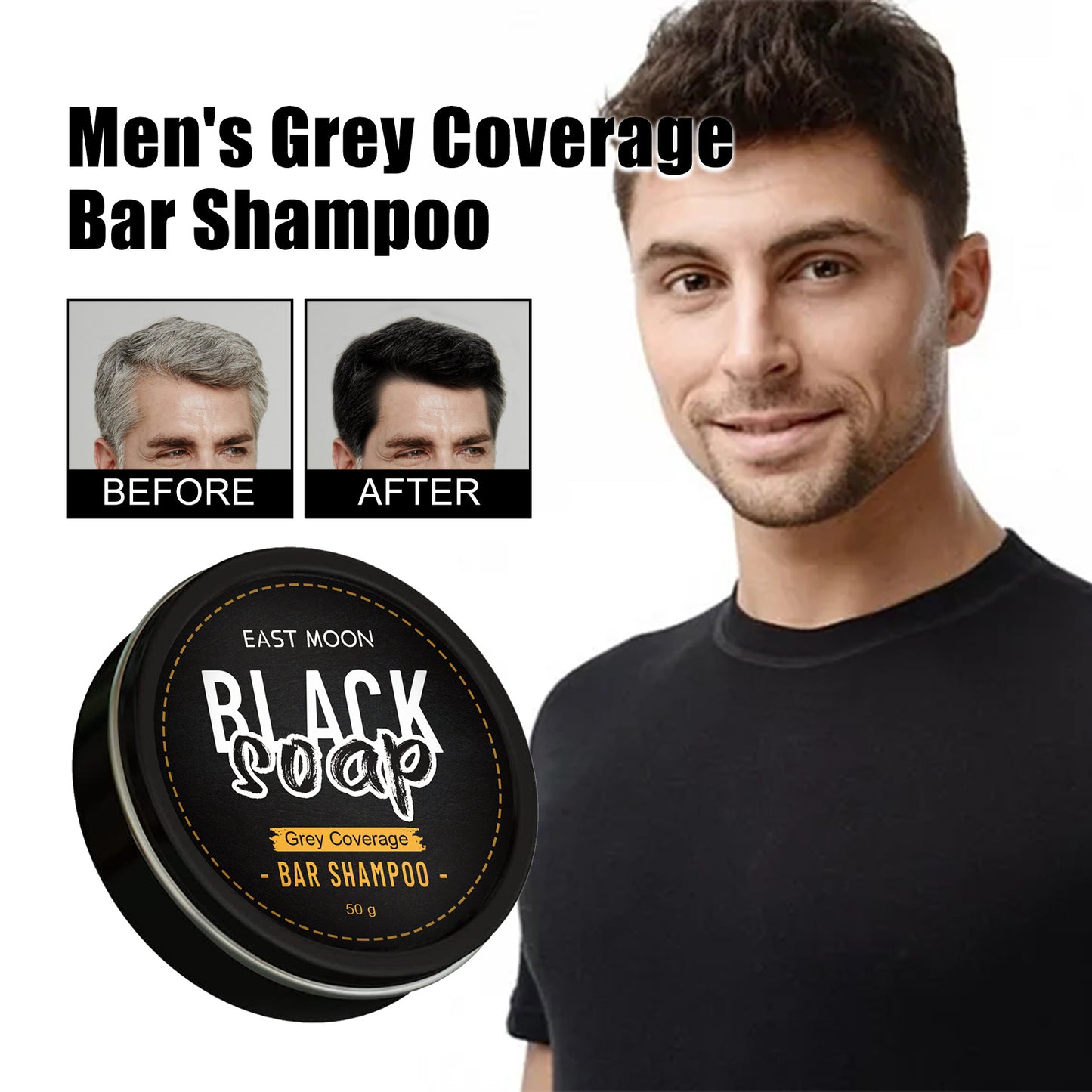 Black Soap Anti-Dandruff Shampoo Bar Soap for Grey Hair Solid Cover with Refreshing Nourishing Features Black Grey Hair Soap Bar