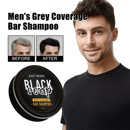 Black Soap Anti-Dandruff Shampoo Bar Soap for Grey Hair Solid Cover with Refreshing Nourishing Features Black Grey Hair Soap Bar