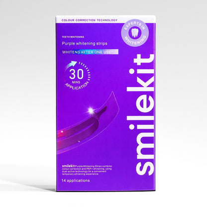Smile kit 14pairs Teeth Brightening Strips Compact Purple Teeth Whitening Strips Individual Packaging Oral Care Tools Travel and Daily Use