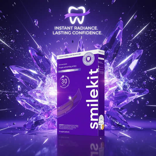 Smile kit 14pairs Teeth Brightening Strips Compact Purple Teeth Whitening Strips Individual Packaging Oral Care Tools Travel and Daily Use