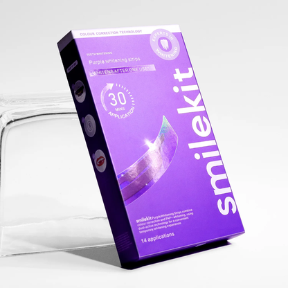 Smile kit 14pairs Teeth Brightening Strips Compact Purple Teeth Whitening Strips Individual Packaging Oral Care Tools Travel and Daily Use