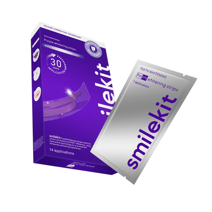 Smile kit 14pairs Teeth Brightening Strips Compact Purple Teeth Whitening Strips Individual Packaging Oral Care Tools Travel and Daily Use